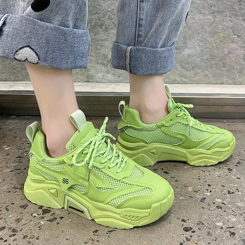 Women Purple Platform Sports Shoes Women Thick Sole Breathable Black Casual Shoes Fashion Slip On 2025 Outdoor Walking Sneakers