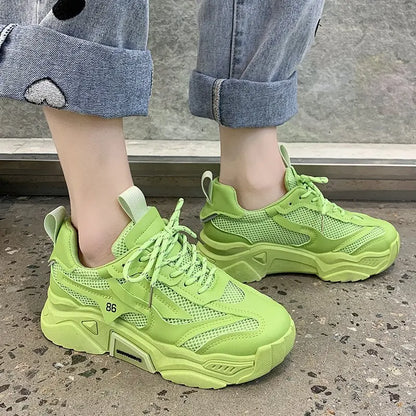 Women Purple Platform Sports Shoes Women Thick Sole Breathable Black Casual Shoes Fashion Slip On 2025 Outdoor Walking Sneakers