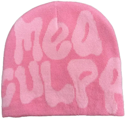 Mea Culpas Beanies Hats For Women Men Autumn Winter Fashion Printed Wool Acrylic Knitted Caps Bonnet Kpop Elastic Skullies Hat