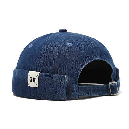 Top Denim Docker Cap Without Visor Letter Label Brimless Caps Adjustable Solid Color Hat Hats Unisex Adult Retro Hip Hop Street