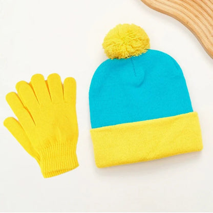 2pc Christmas Cosplay Funny Beanie Hat and Gloves,Unisex Winter Warm Classic Knitted Hat,Halloween,new Year Costume Accessories