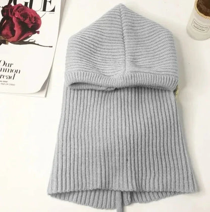 Short style Women Knitted Balaclava Fashion Fake Collar Shawl Hooded Hat Thick Warm Beanines Winter Hat official website