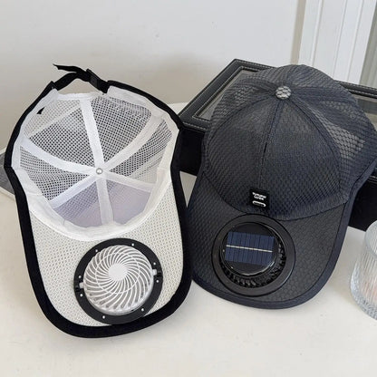 Solar Powered Cap with Fan Summer Breathable Mesh Sun Protection Outdoor Baseball Hat for Men USB Rechargeable Cooling Headwear