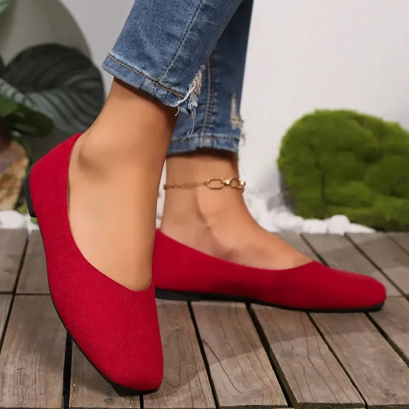 Women's Loafers 2025 New Elegant Ladies Causal Flat Shoes Square-toe Spring Autumn Shallow Women's Fashion Ballet Shoes Simple