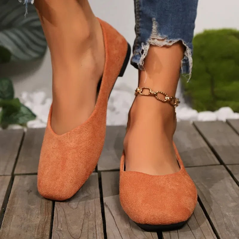 Women's Loafers 2025 New Elegant Ladies Causal Flat Shoes Square-toe Spring Autumn Shallow Women's Fashion Ballet Shoes Simple