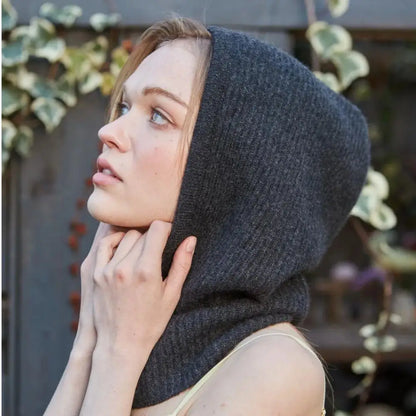 Knitted Soft Women Balaclava Hat Fashion Fake Collar Hooded Hat Neck Collar Warmer Beanies Cap Ear Protection Bonnet Hooded Caps