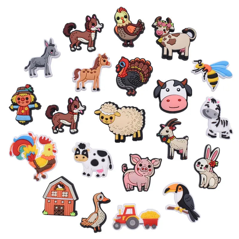 farming animal sheep deer duck house PVC shoe Charms Buckle for Wristbands accessories Decoration Bands gift unisex party