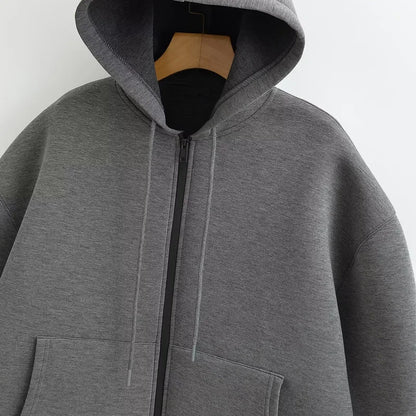 HXAO Women's Hoodie Oversized Zip up Hoodies Women Autumn Winter Long sleeve Outerwears Sweatshirt with zipper Y2k Hoodie Top