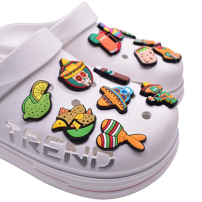 mexico series PVC shoe Charms Slippers Buckle combination Fit Wristbands accessories Decoration Bands gift unisex party