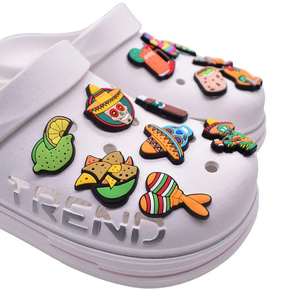 mexico series PVC shoe Charms Slippers Buckle combination Fit Wristbands accessories Decoration Bands gift unisex party