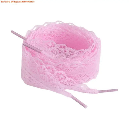 E06E 1 Pair Lace Shoelaces for Women and Girls 3CM Wide Flat Design Shoestrings Laces for Sneakers and Casual Wear Shoes