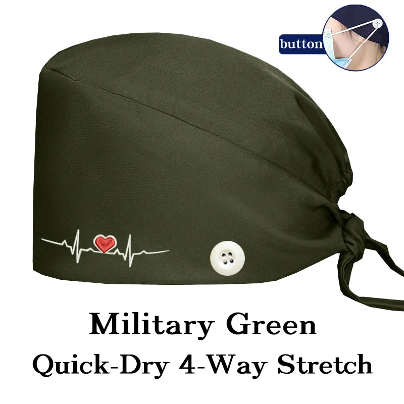 ECG Embroider Working Hats for Man Woman Pet TOOTH Clinic Scrub Caps Quick Dry Breathable Dentist Cap MSG-03