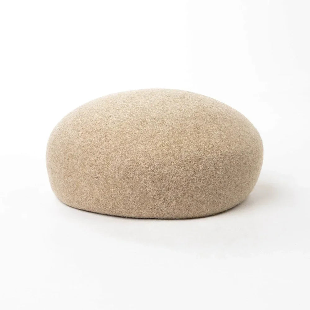 Women Wool Felt Berets Hat Vintage Hard Top Concave Top Fedoras Hats Wedding Fascinator Hats Wedding Cocktail Party Pillbox Cap
