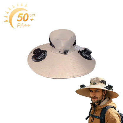 Solar Powered Fishing Hat With USB Charging Fan Adjustable Breathable Cap for Hiking Camping Outdoor Sports Father Day Gift