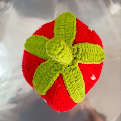 Winter Warm Hatsweet Strawberry Hat Lightweight Versatile Creative Girl Women Crochet Casual Headgear Knit Beanie Cap Skull Cap