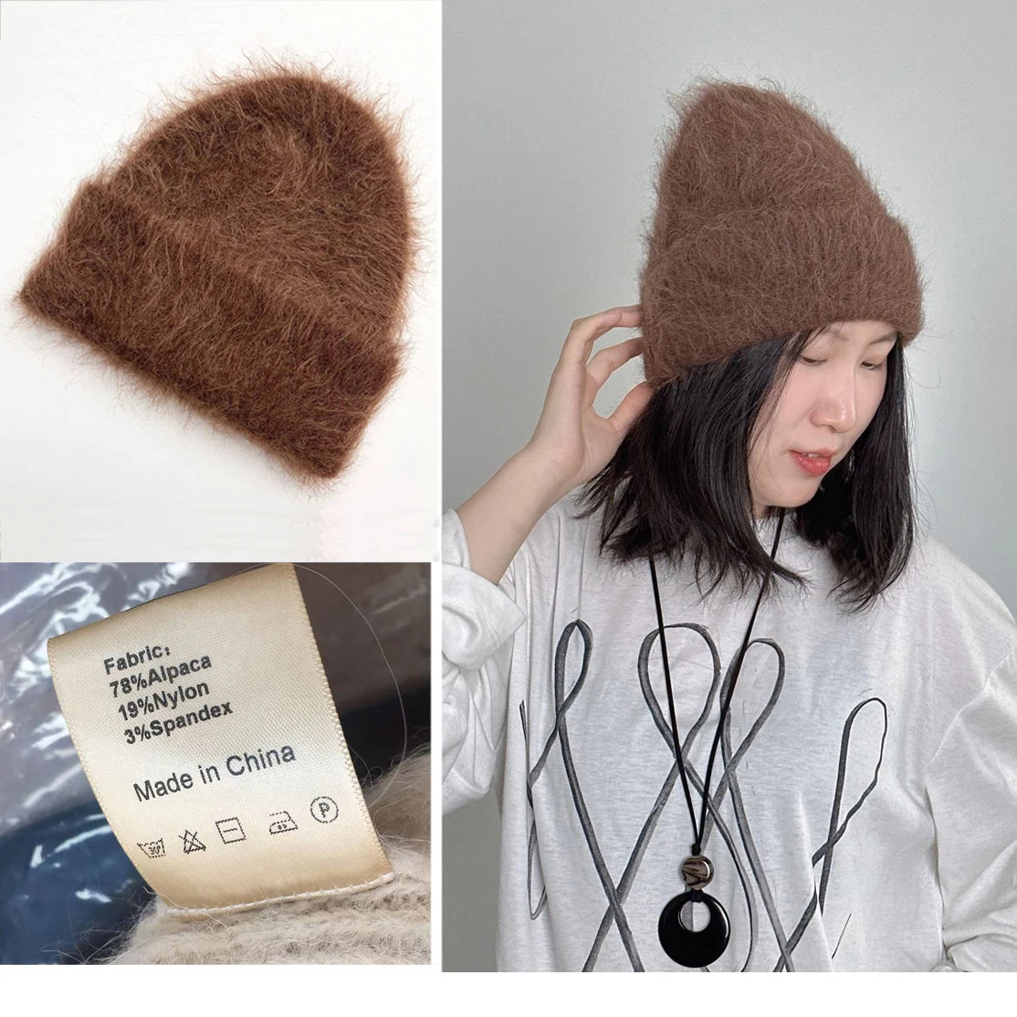 Good Angola Long Rabbit Fur Fisherman Bucket Hat Winter Fashion Soft Warm Wool Basin Cap Foldable Women Gift
