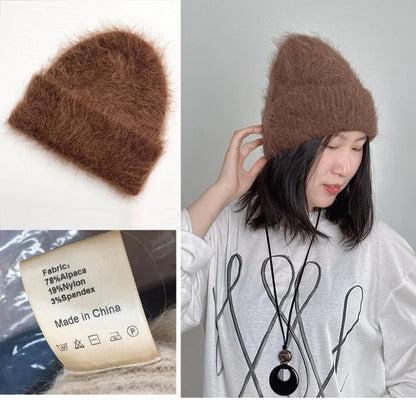Good Angola Long Rabbit Fur Fisherman Bucket Hat Winter Fashion Soft Warm Wool Basin Cap Foldable Women Gift