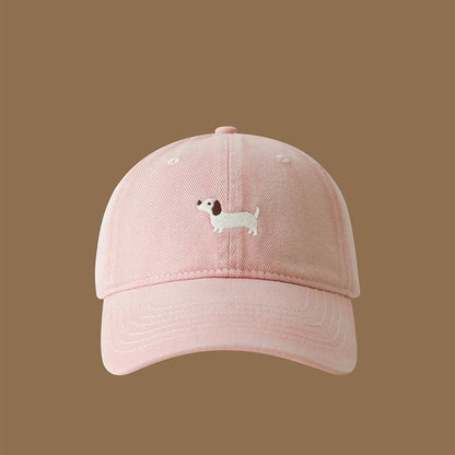 New Embroidered Dachshund Washed Cotton Baseball Cap Fashion Women Adjustable Wide Brim Trucker Hat Outdoor Men Snapback Caps