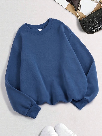 Winter Womens Solid Sweatshirts Casual Comfortable Warm Hoodies Loose Crewneck Fleece Pullover Tops Autumn Womans Streetwear