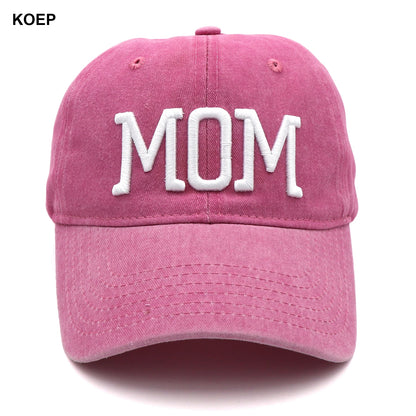 KOEP MOM And DAD Baseball Cap Fishing Caps Men Outdoor Women Washed And Worn Pregnancy Announcement Hats 3D Embroidery