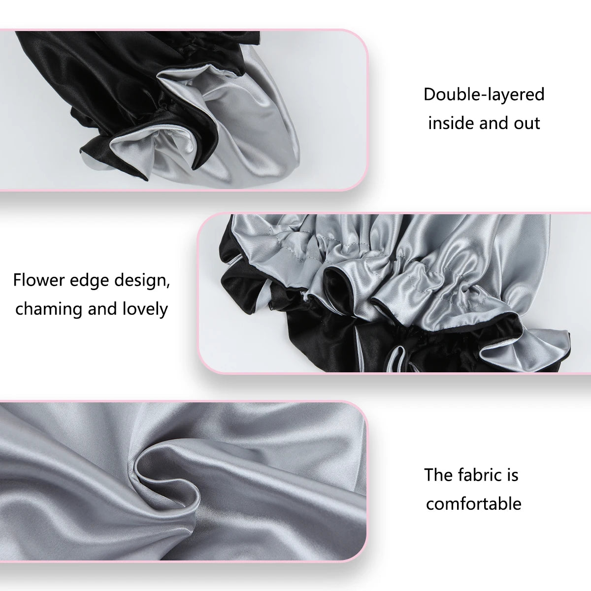 1Pc Double-Layered Minimalist Hair Bonnet Satin Bonnet Sleep Caps Can Be Worn on Both Sides Versatile Cap for Men/Women