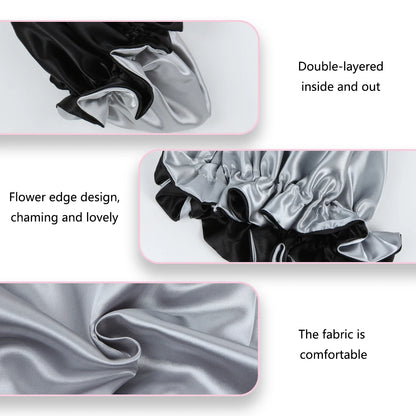 1Pc Double-Layered Minimalist Hair Bonnet Satin Bonnet Sleep Caps Can Be Worn on Both Sides Versatile Cap for Men/Women