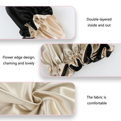 1Pc Double-Layered Minimalist Hair Bonnet Satin Bonnet Sleep Caps Can Be Worn on Both Sides Versatile Cap for Men/Women