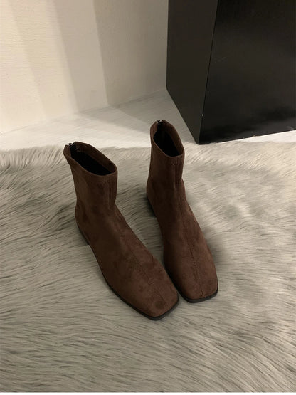 2026 Spring Autumn Women Modern Ankle Boots Fashion Square Toe Short Booties Ladies Casual Low Heel Shoes