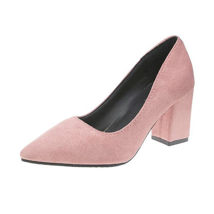 Autumn Shoes Woman Pumps Low Thick Heels Comfortable Women Work Shoes Flock Round Toe Casual Ladies Shoe sapato feminino WSH3183