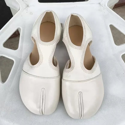 Fashion Soft Leather Split Toe Women Tabi Ballet Flats Spring Autumn Comfortable Walking Lazy Loafers Casual Girls Dance Shoes