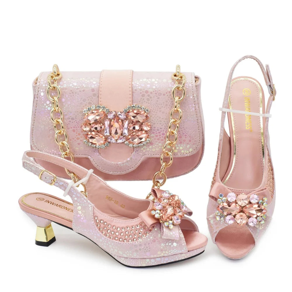 Doershow Lastest Italian Design Fashion Style Ladies Shoes with Matching Bag Set 2026 Nigerian Shoes and Bag Set! HX1-1