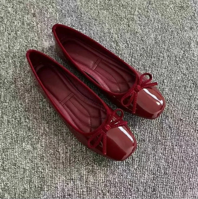Women's Square Toe Bowknot Loafers, Shallow Slip-On Flat Shoes, Soft Sole Comfortable, Summer Casual Office Commuter, Plus Size