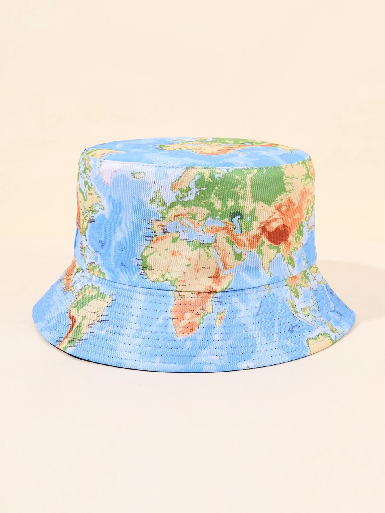 1PC global map fisherman hat, breathable soft fabric, trendy and cool travel style suitable for travel ️
