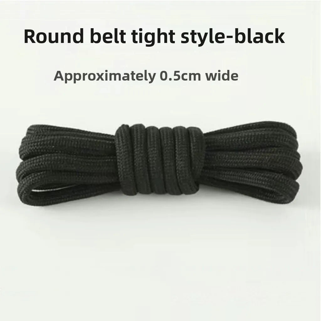 Black Shoelace round Flat Sports Men's and Women's Shoelace Leather Shoes Canvas Shoes and Boots Versatile Universal Shoelace