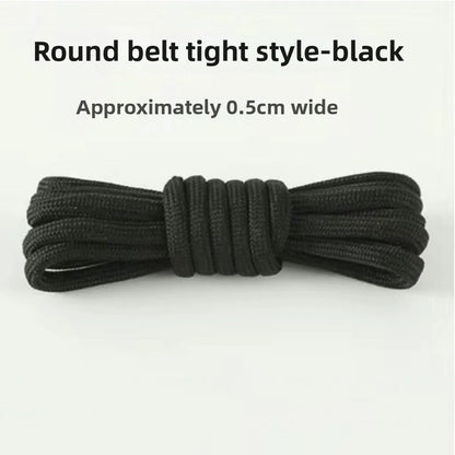 Black Shoelace round Flat Sports Men's and Women's Shoelace Leather Shoes Canvas Shoes and Boots Versatile Universal Shoelace