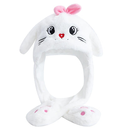 Hot Sale Unisex Funny Ear Hat Animal Style Couple Cute Ear Moving Up Cap Men Women Girls Rabbits Ears Plush Winter Lovely Hat ﻿