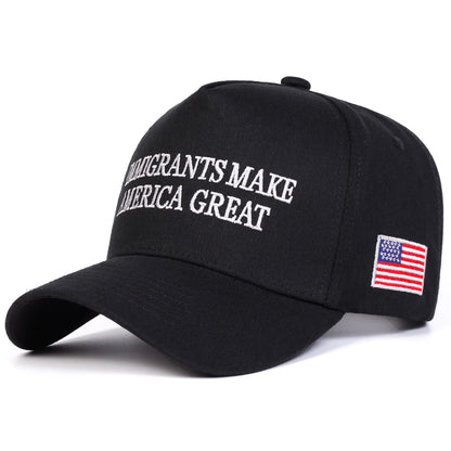 Unisex IMMIGRANTS MAKE Letter Embroidery Baseball Caps Spring and Autumn Outdoor Adjustable Casual Hats Sunscreen Hat Sports Cap