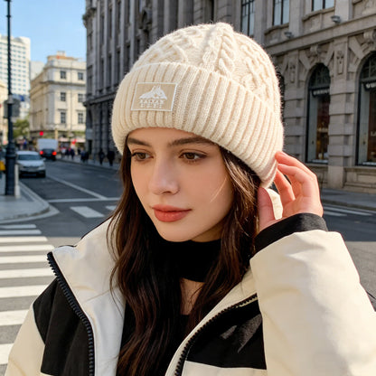 New Style Unisex Keep Warm Winter Hat Plush Fur Lined Stylish Warm Cap Beanie Hat For Men Women Outdoor Ski Sports Knitted Hat