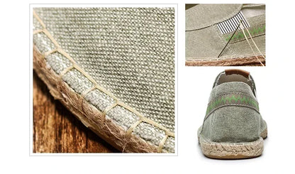 Mens Casual Vintage Loafers Flat Hemp Bottom Fishermen Shoes Driving Soft Shoes Holiday Beach Sailing Bohemian Autumn Size 38-45