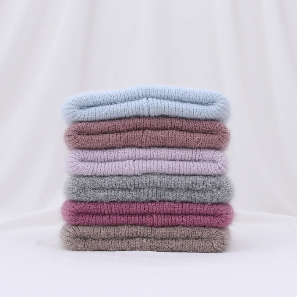 Hot Selling Winter Hat Real Rabbit Fur Winter Hats For Women Snowflake Warm Beanie cold Hats Women Solid Adult Cover Head Cap