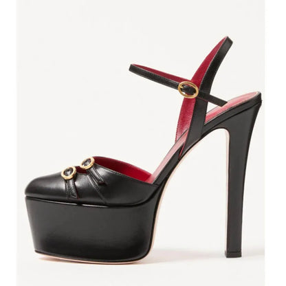 Ladies' Summer New Thick Soled Slim High-heeled Sandals, Fashionable Wedding and Runway Styles, Plus Size High-heeled Sandals