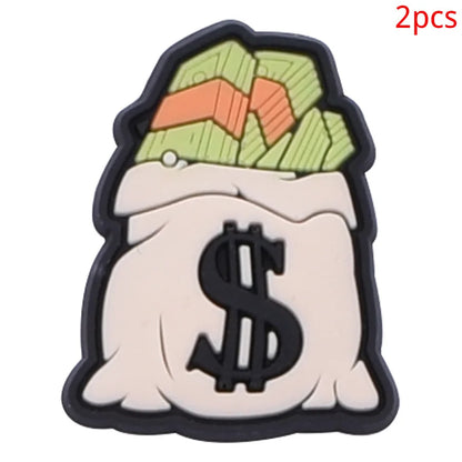 2pcs Lot Coin Money Shaped Character Shoe Buckles Charms Combination Designer for Women Accessories for Girls Adults Unisex Gift