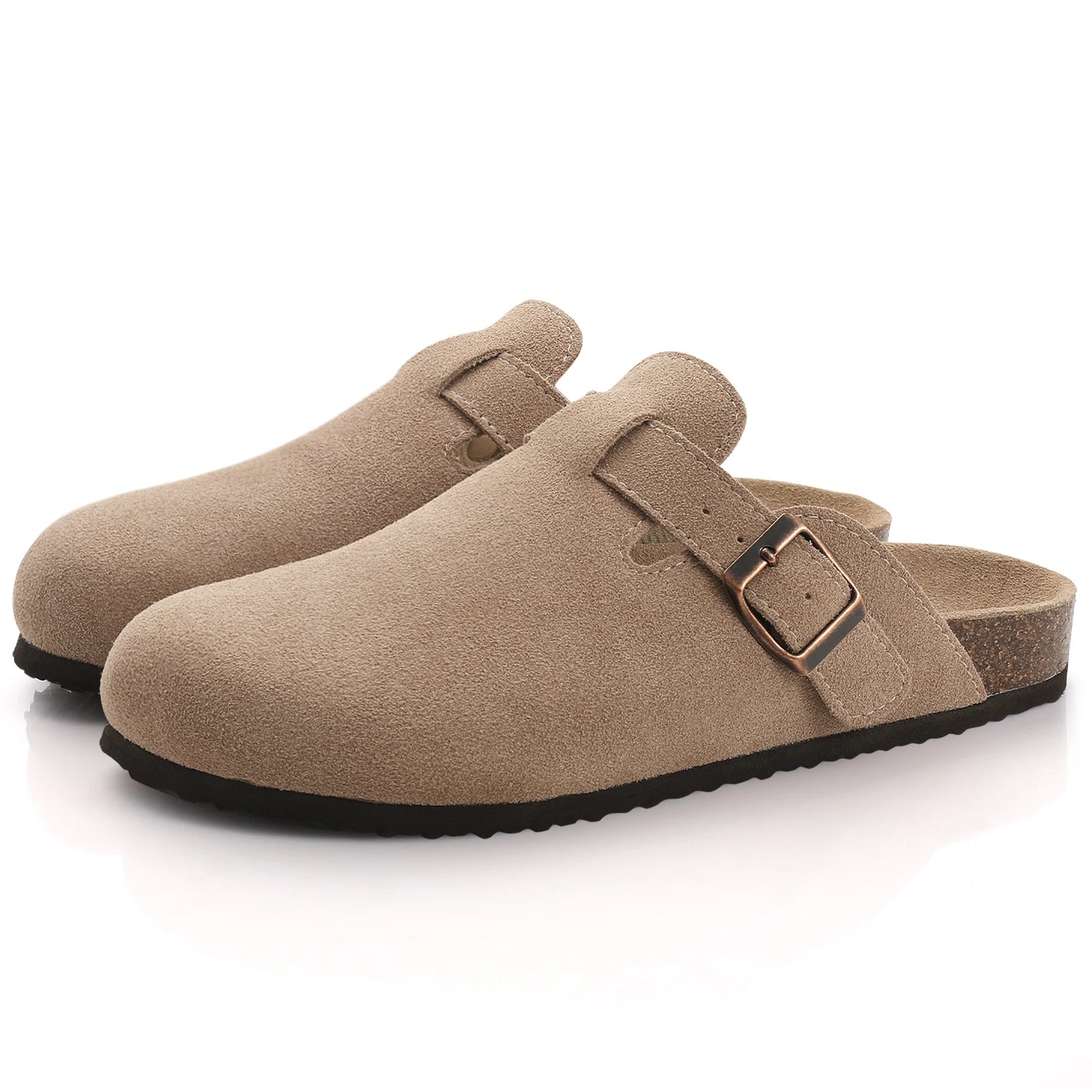 Comwarm Fur Lined Clogs For Women Men Winter Fuzzy Cork Slippers Fur Cork Mules Short Plush House Cork Shoes Winter zuecos mujer