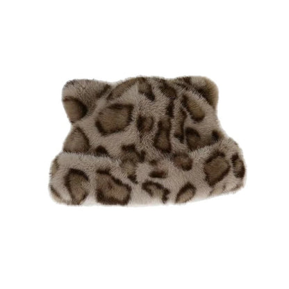 New Korean Winter Imitation Fur Bucket Hat Fashion for Women Warm Plush Ear Protection Fisherman Hats Outdoor Cute Panama Cap