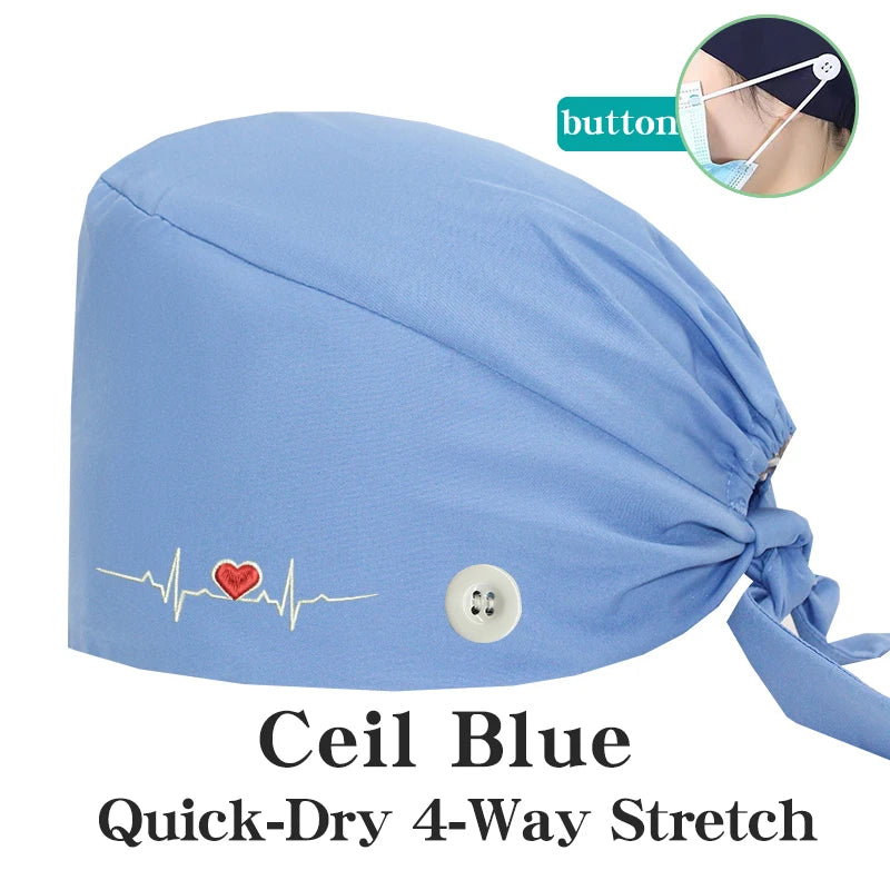 ECG Embroider Working Hats for Man Woman Pet TOOTH Clinic Scrub Caps Quick Dry Breathable Dentist Cap MSG-03
