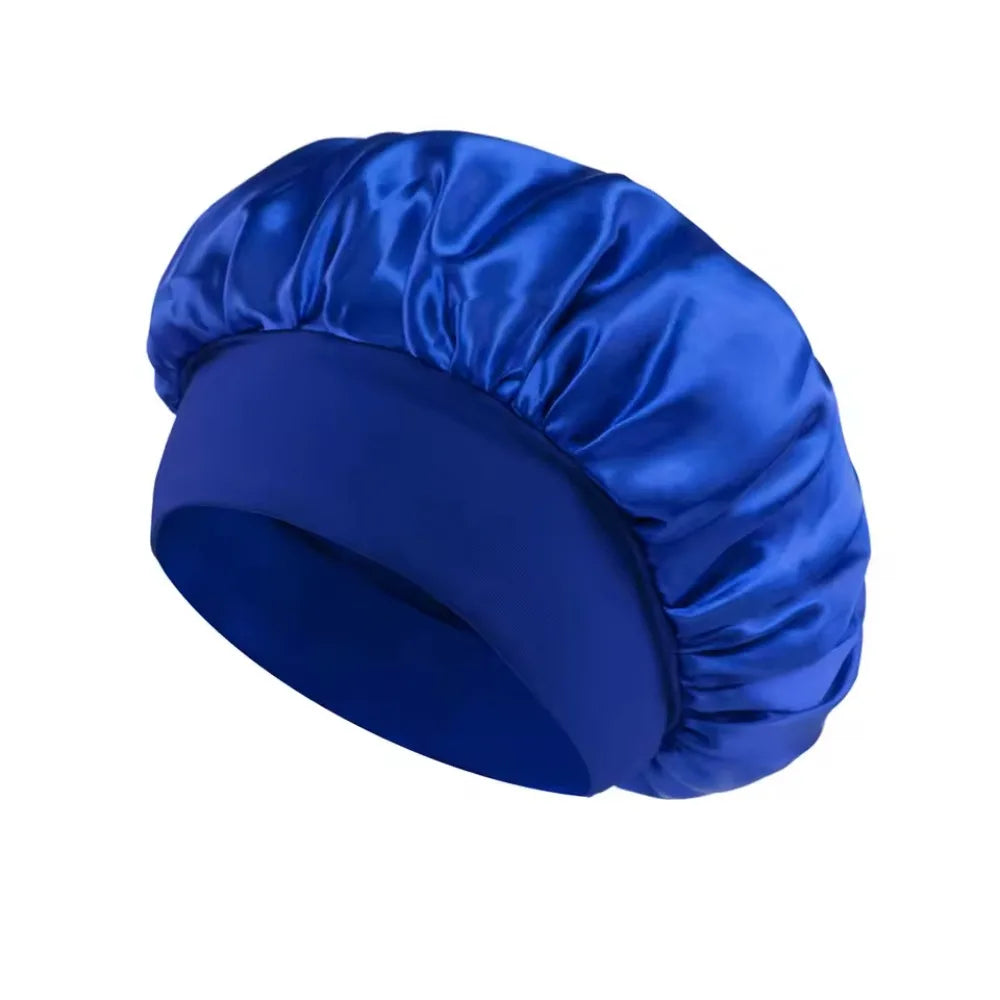 1pcs Newly Silk Bonnet for Wide-brimmed Sleeping Satin Hair Bonnets Soft Elastic Band for Women Men Curly Hair Use