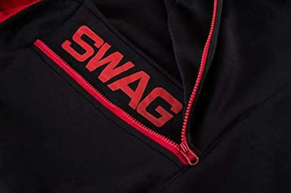 Men's Hoodies Long Sleeve Sweatshirts for Men Zipper Hooded Pullover High Neck Mens Sweatshirt Top Jacket Coat Black Sweater