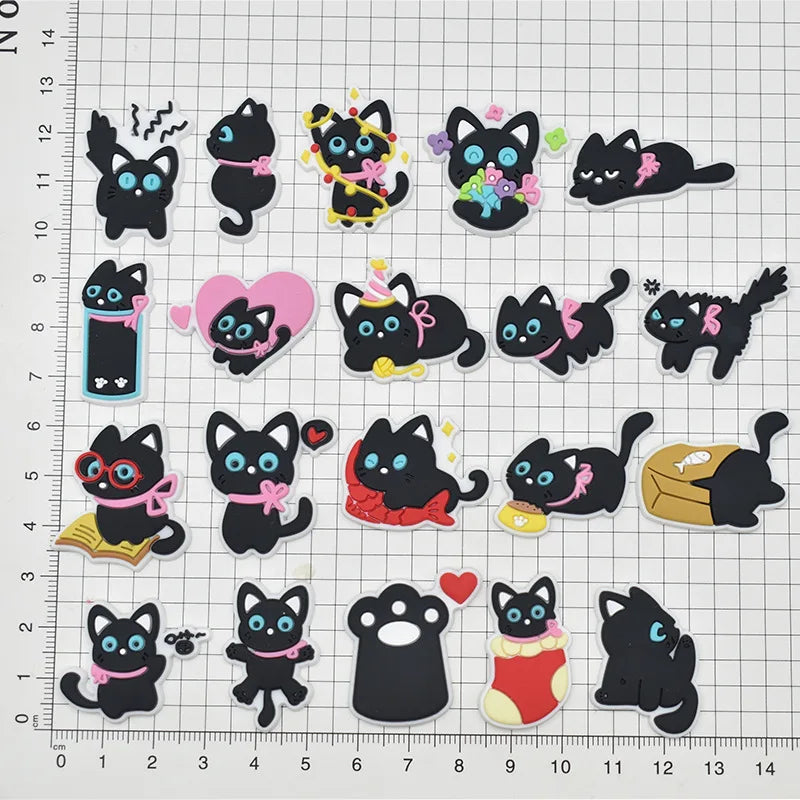 lovely cat series PVC shoe Charms Slippers Buckle combination Fit Wristbands accessories Decoration Bands gift unisex party