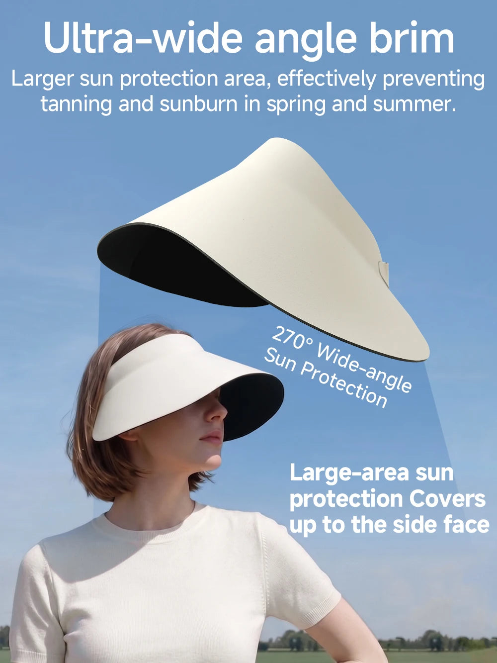 Women's Sun Top Hat with UV Protection, Seamless One-Piece Visor, Wide Brim for Full Shade, Hollow Top Sun Cap