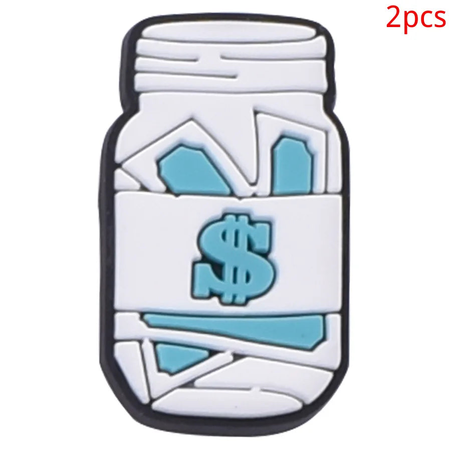 2pcs Lot Coin Money Shaped Character Shoe Buckles Charms Combination Designer for Women Accessories for Girls Adults Unisex Gift